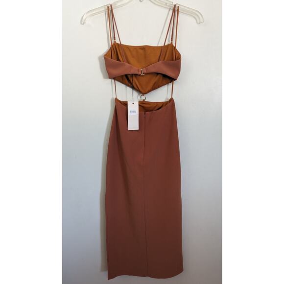 Bec & Bridge Alba Cut-Out Midi Dress in Terracotta, Size 4 - Picture 7 of 9
